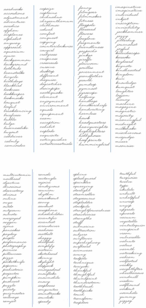 Giant view of biggest word list